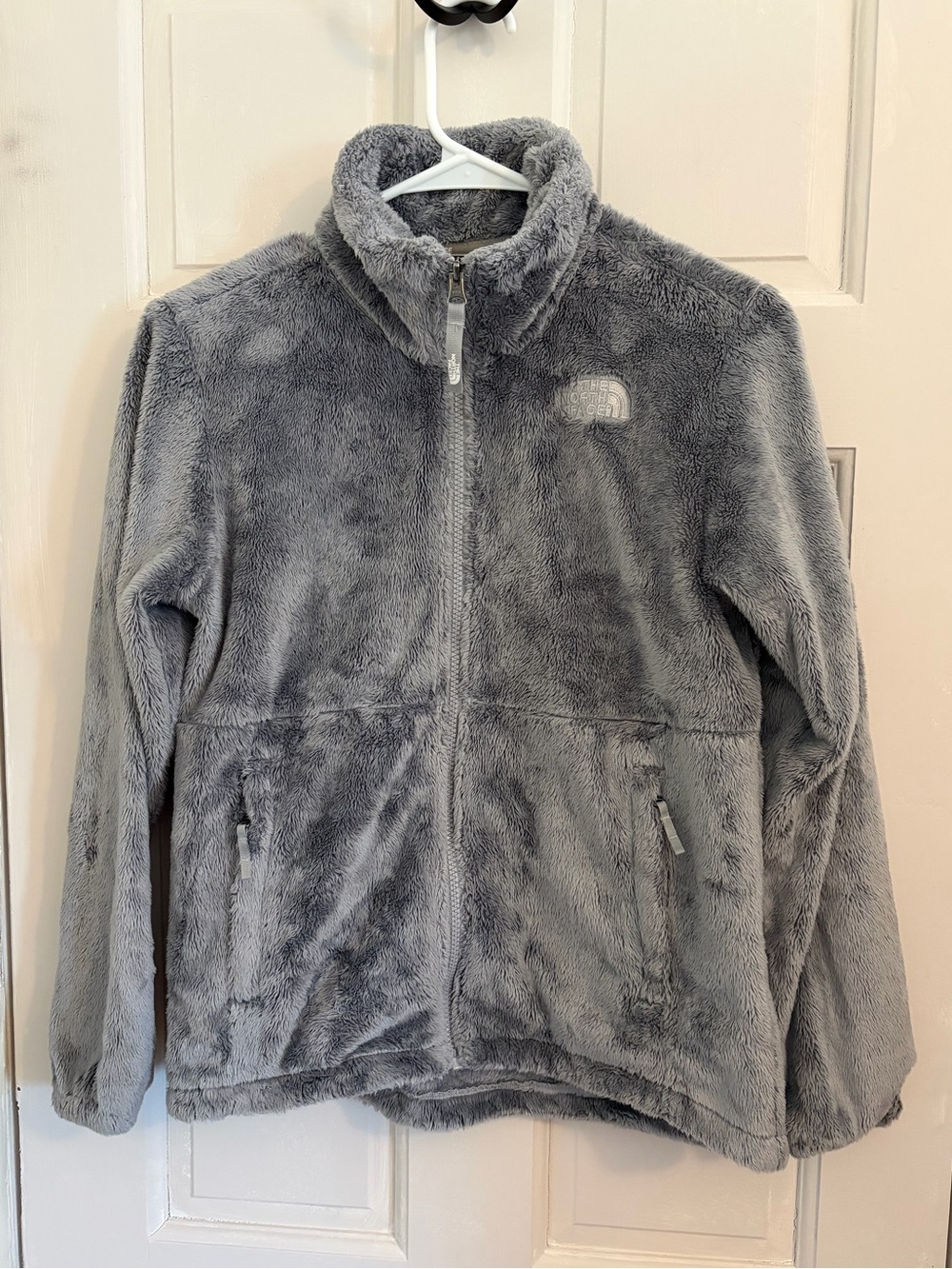 The North Face Girls Osito Jacket Size L (14/16) gray high pile fleece full zip